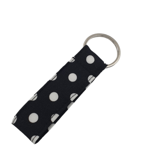 Schlüsselanhänger kurz - große Polka Dots auf schwarz