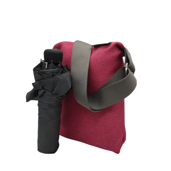 Umhängetasche, Schultertasche, kleine Handtasche mit verstellbarem Gurt, pink mit Polkafutter