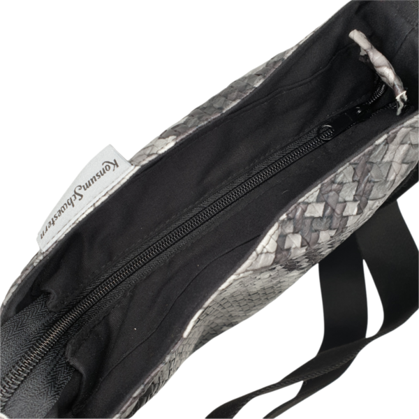 Umhängetasche, Schultertasche, kleine Handtasche mit verstellbarem Gurt Flechtoptik schwarz grau