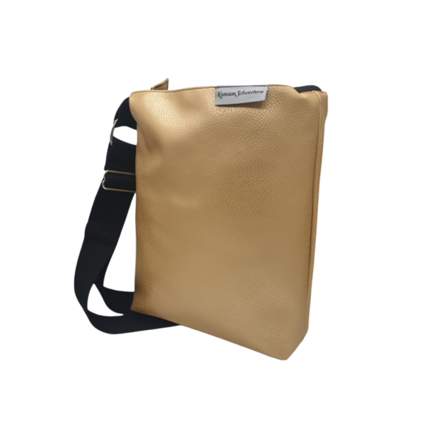 Umhängetasche, Schultertasche, kleine Handtasche mit verstellbarem Gurt gold metallic