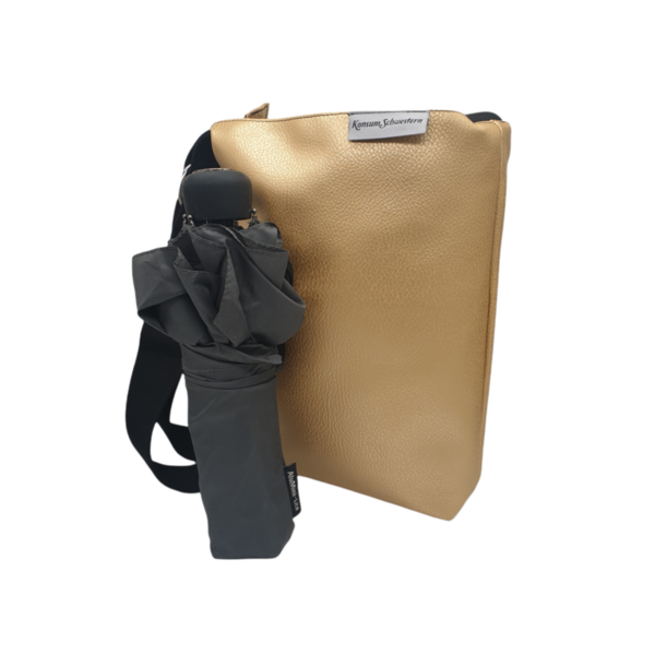 Umhängetasche, Schultertasche, kleine Handtasche mit verstellbarem Gurt gold metallic