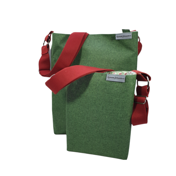 Umhängetasche, Schultertasche, kleine Handtasche mit verstellbarem Gurt grün Stoff ähnlich Canvas