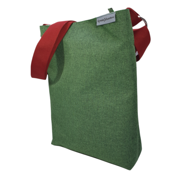 Umhängetasche, Schultertasche, große Handtasche mit verstellbarem Gurt, grüner Canvas
