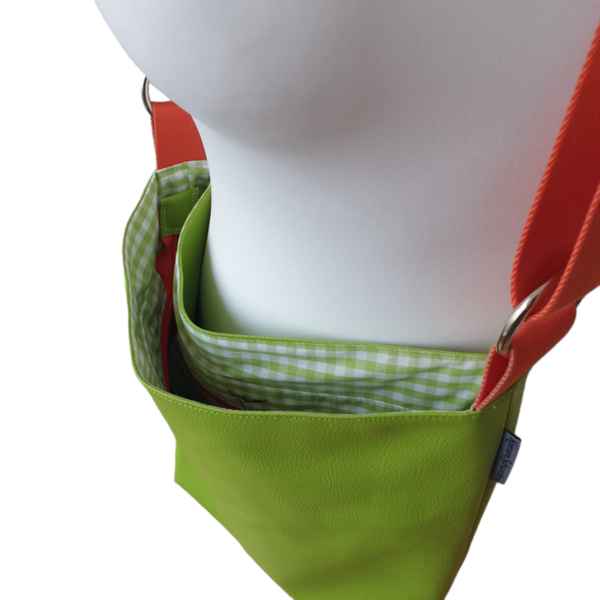 Umhängetasche, Schultertasche, große Handtasche mit verstellbarem Gurt, grünes Kunstleder