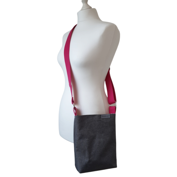 Umhängetasche, Schultertasche, kleine Handtasche mit verstellbarem Gurt grau Canvas-ähnlich
