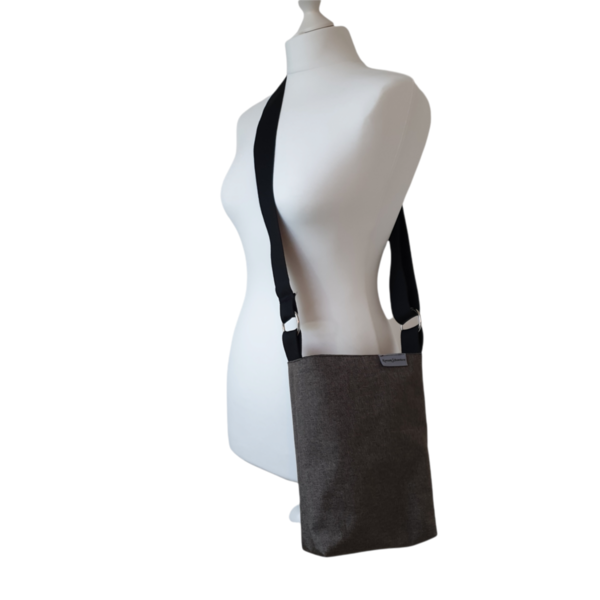 Umhängetasche, Schultertasche, kleine Handtasche mit verstellbarem Gurt grau-grün Canvas-ähnlich