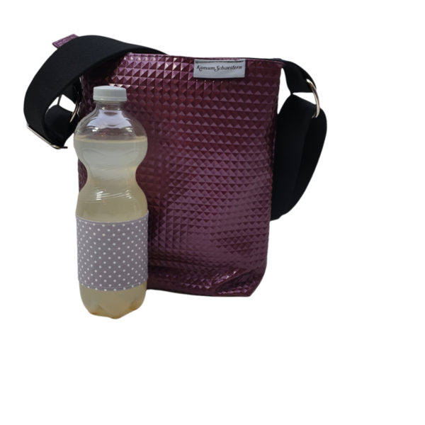 Umhängetasche, Schultertasche, kleine Handtasche mit verstellbarem Gurt Nietenoptik aubergine