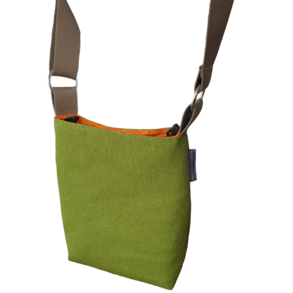 Umhängetasche, Schultertasche, kleine Handtasche mit verstellbarem Gurt Dekostoff grün
