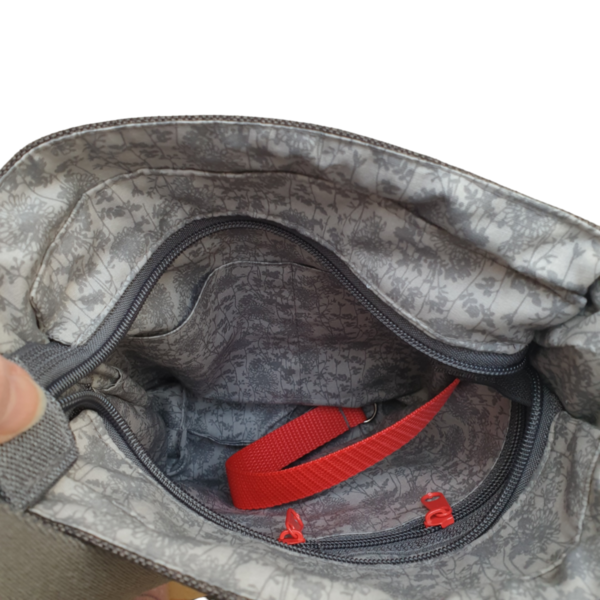 Umhängetasche, Schultertasche, kleine Handtasche mit verstellbarem Gurt grauer Dekostoff