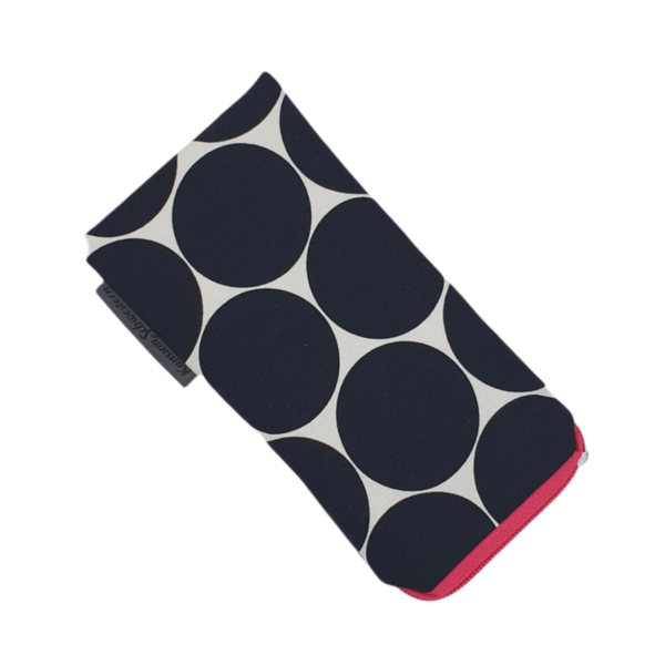 Brillenetui - Maxi Dots schwarz mit pink - mit Reißverschluss, gepolstert