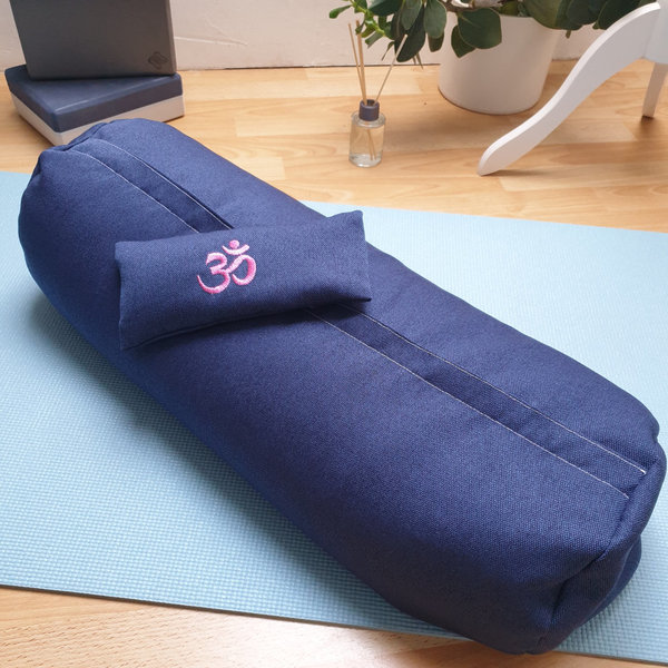 Yogabolster "blau" mit Stickerei Lotusblume