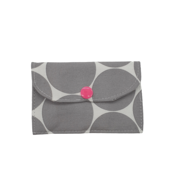 kleines Portemonnaie aus Stoff mit einem Fach - Maxi Dots grau - mit Druckknopf