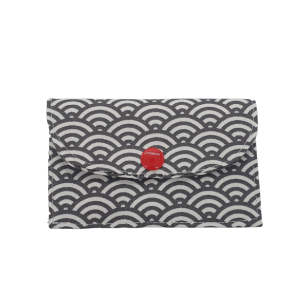 kleines Portemonnaie aus Stoff mit einem Fach - graue Wellen - mit Druckknopf