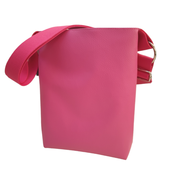 Umhängetasche, Schultertasche, kleine Handtasche mit verstellbarem Gurt pink mit bunten Futter