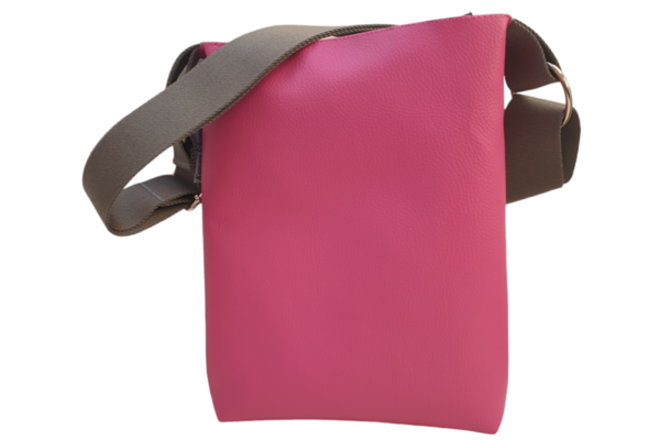 Schultertasche, kleine Handtasche mit verstellbarem Gurt Kunstleder pink mit Punktefutter