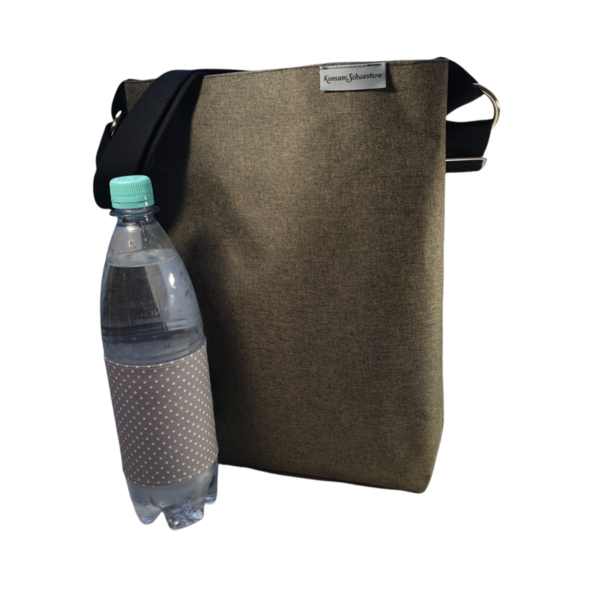 Schultertasche, große Handtasche mit verstellbarem Gurt, Canvas-ähnlich dunkelgrün